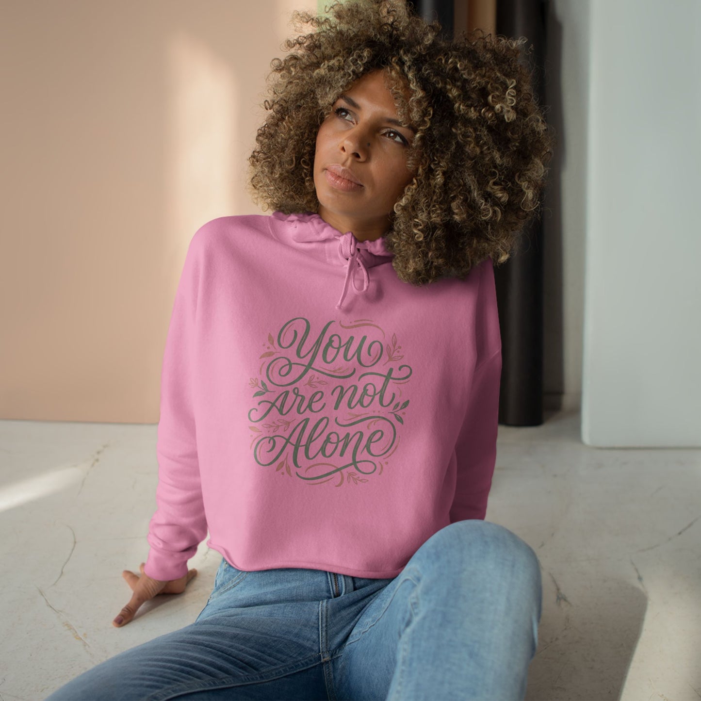 " You Are Not Alone Mental Awareness Crop Hoodie