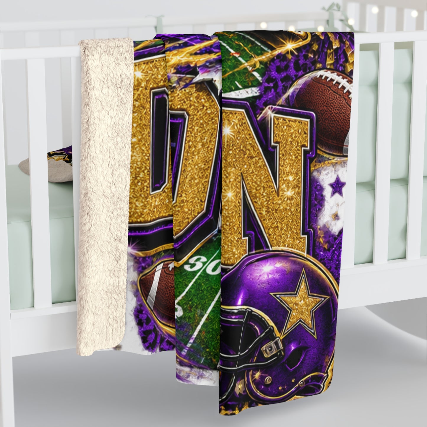 Purple & Gold Game Day Sherpa Fleece Blanket