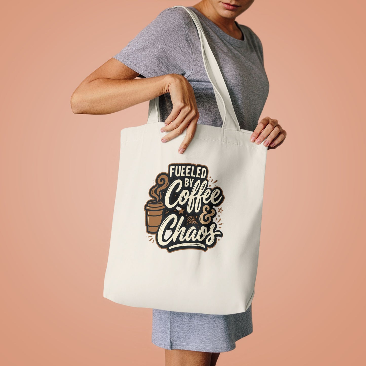Fueled By Coffee & Choas Cotton Tote Bag