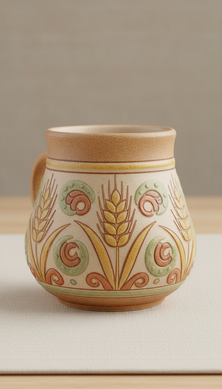 Ceramic Mug with Golden Wheat Folklore