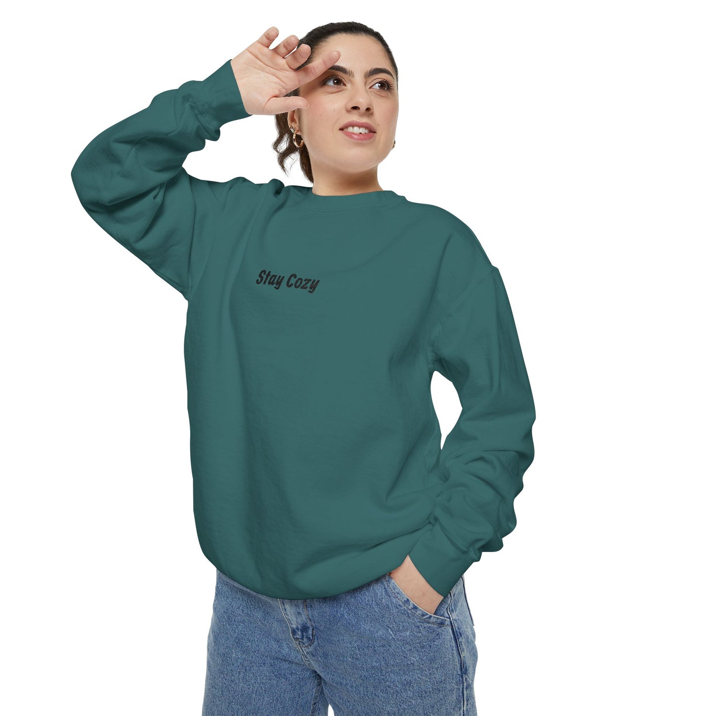 Comfort Colors "Stay Cozy" Embroidered Crew Neck Sweatshirt