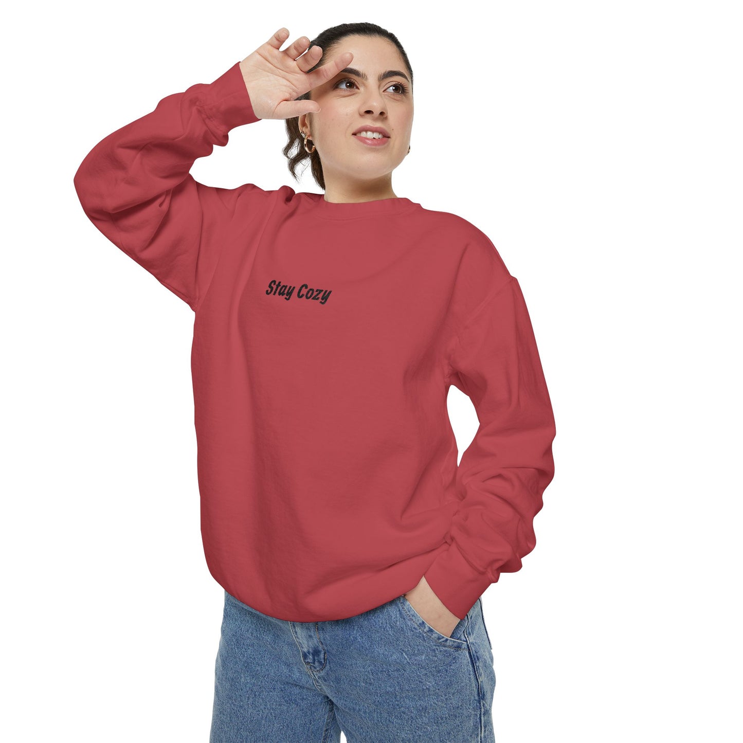 Comfort Colors "Stay Cozy" Embroidered Crew Neck Sweatshirt