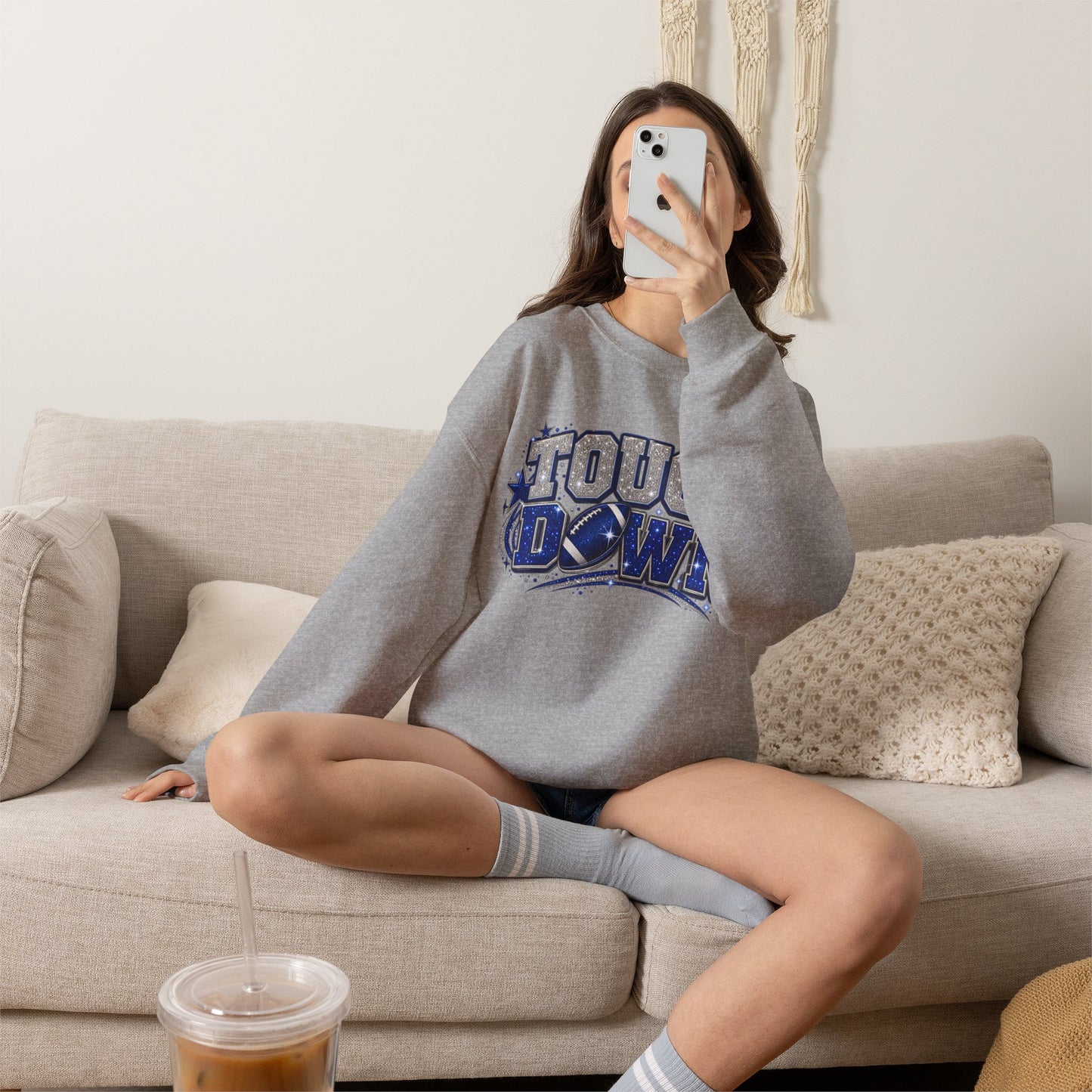 Touch down in silver & blue Unisex Heavy Blend™ Crewneck Sweatshirt