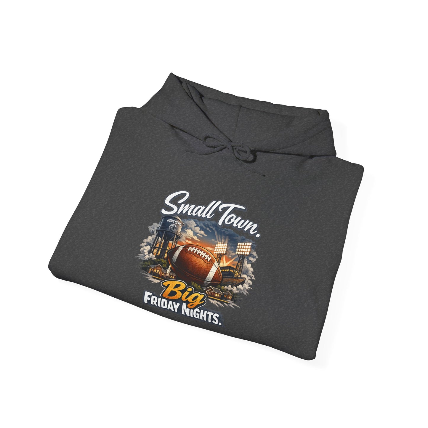 Small Town. Big Friday Nights. "Football" Gildan Unisex Heavy Blend™ Hooded Sweatshirt
