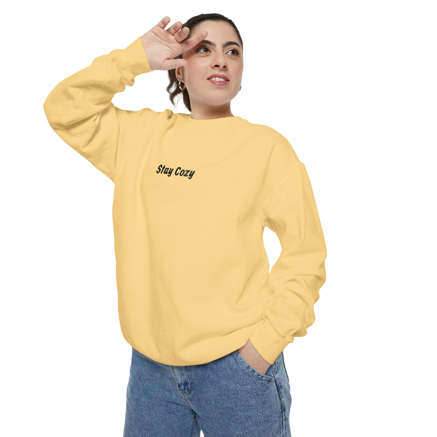 Comfort Colors "Stay Cozy" Embroidered Crew Neck Sweatshirt
