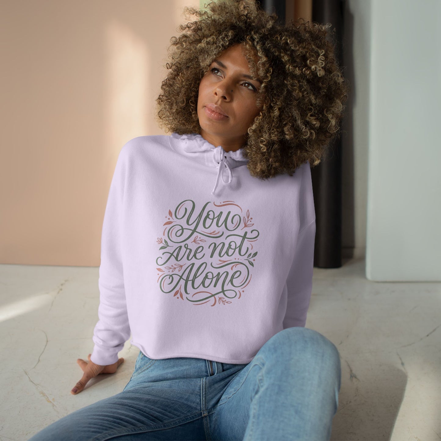 " You  Are Not Alone Mental Awareness Crop Hoodie