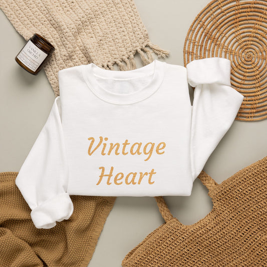 " Vintage Heart" Embroidered Crew neck Sweatshirt