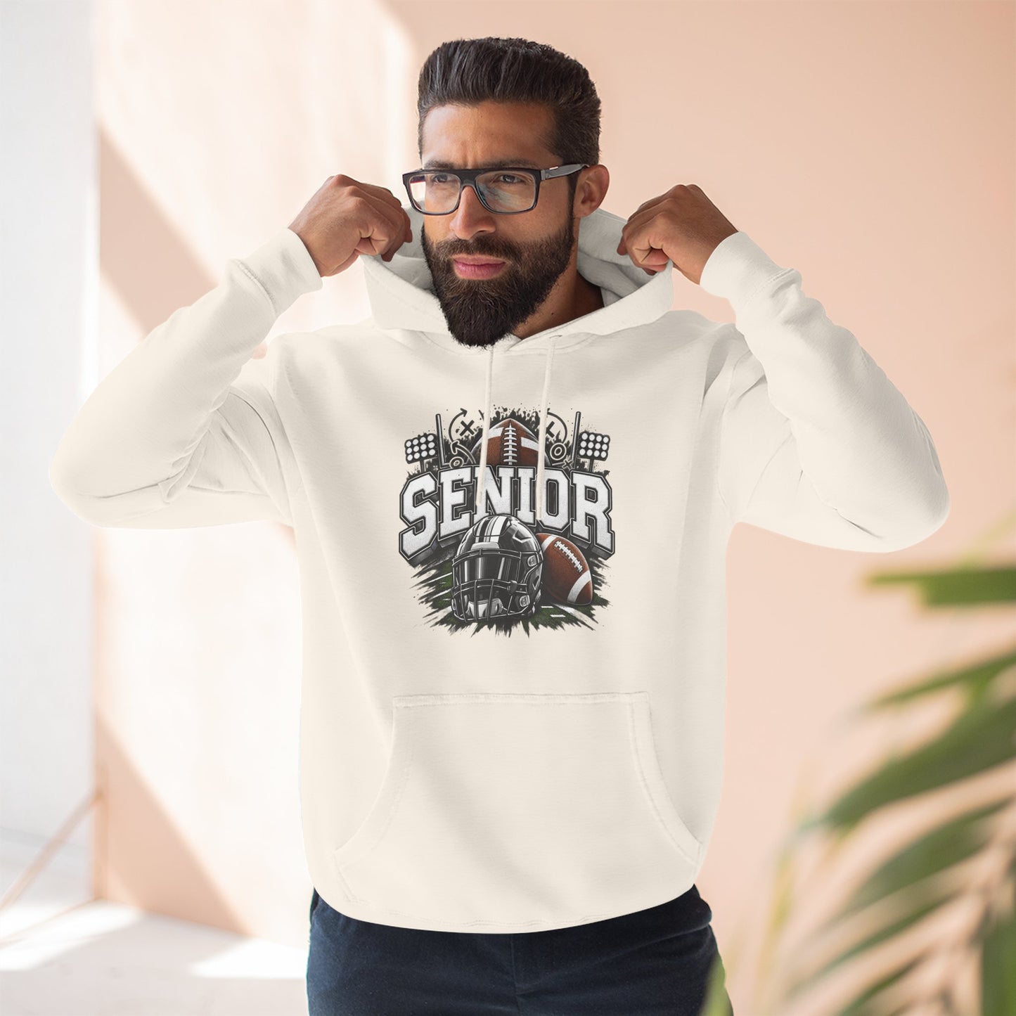 Senior Football Three-Panel Fleece Hoodie