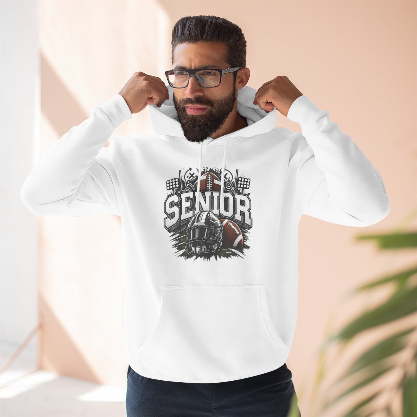 Senior Football Three-Panel Fleece Hoodie