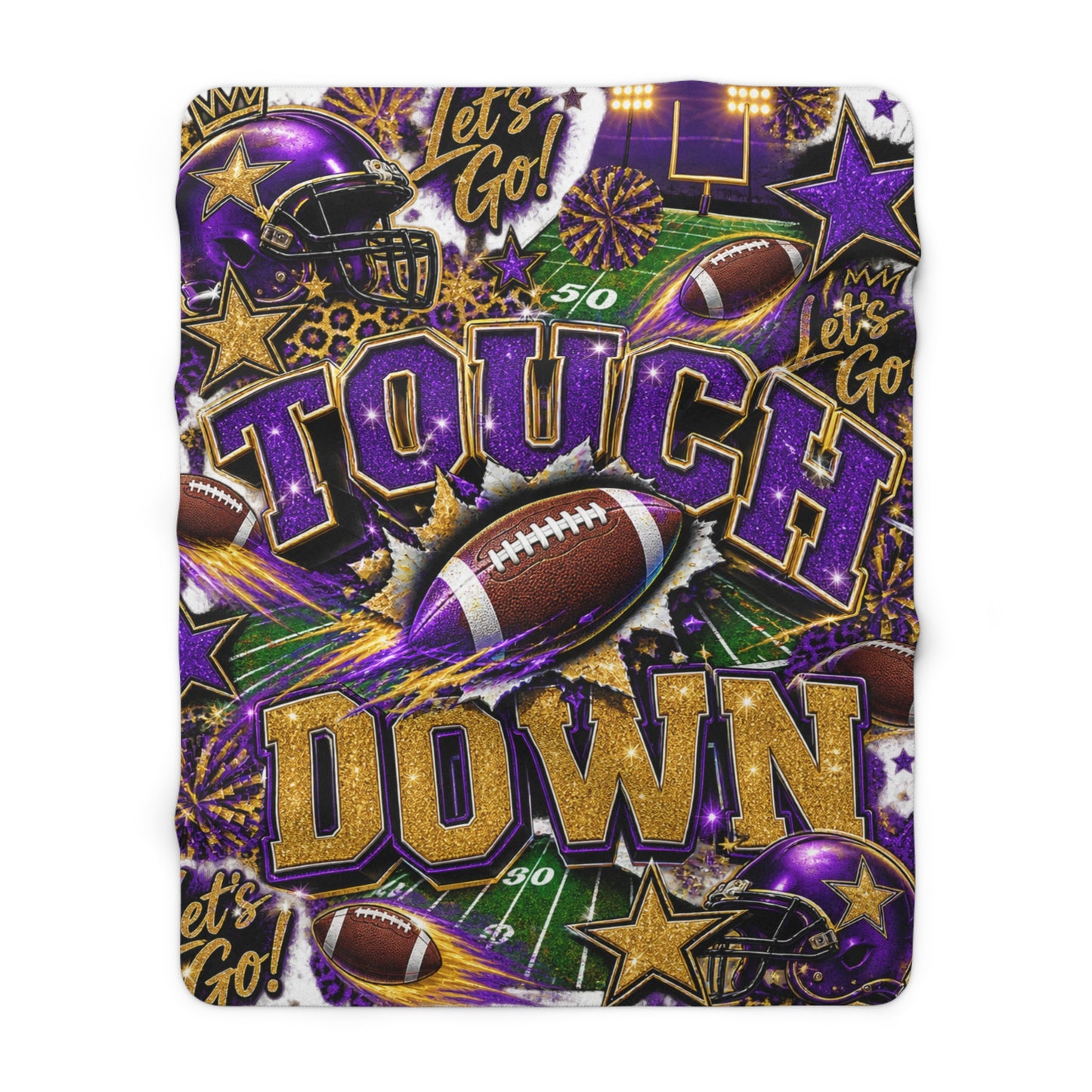 Purple & Gold  Game Day Sherpa Fleece Blanket
