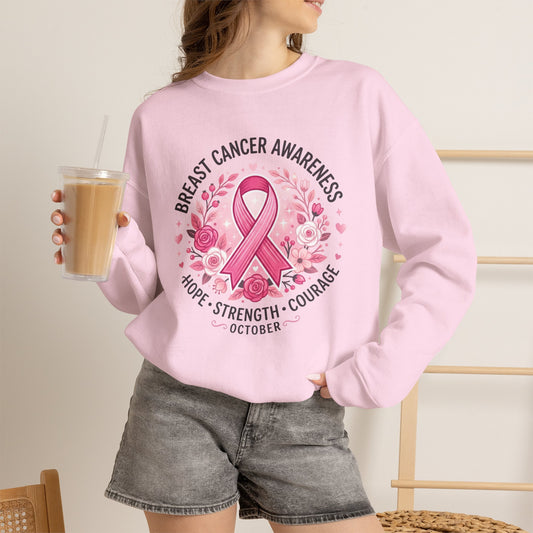 Pink Ribbon  Breast Cancer  Awareness  Crewneck Sweatshirt