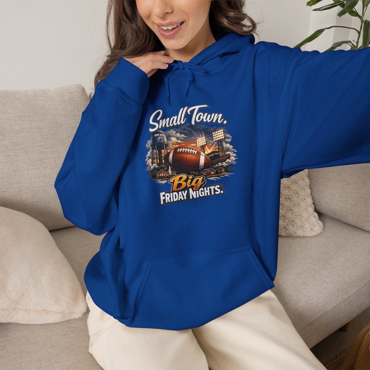 Small Town. Big Friday Nights. "Football" Gildan Unisex Heavy Blend™ Hooded Sweatshirt