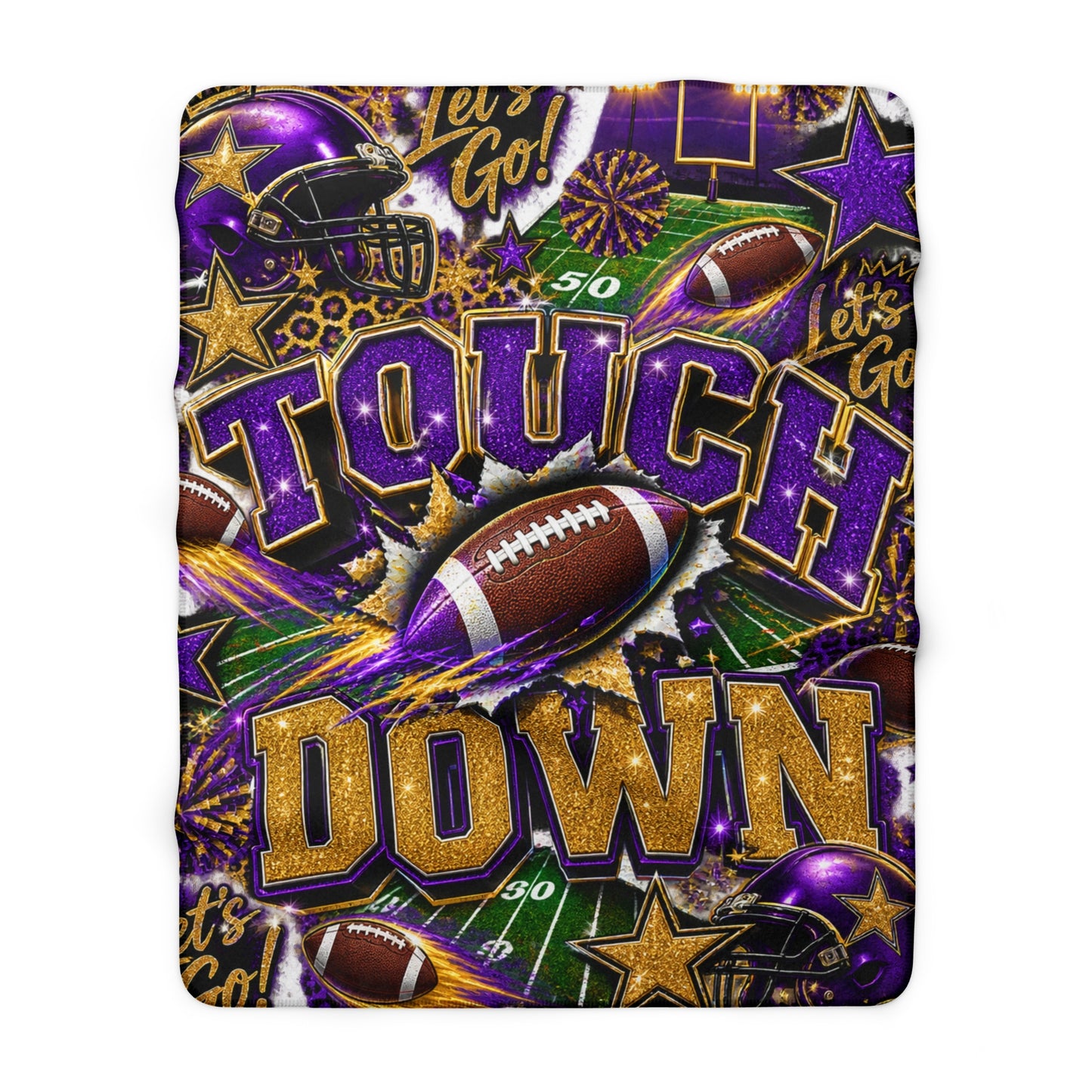 Purple & Gold  Game Day Sherpa Fleece Blanket