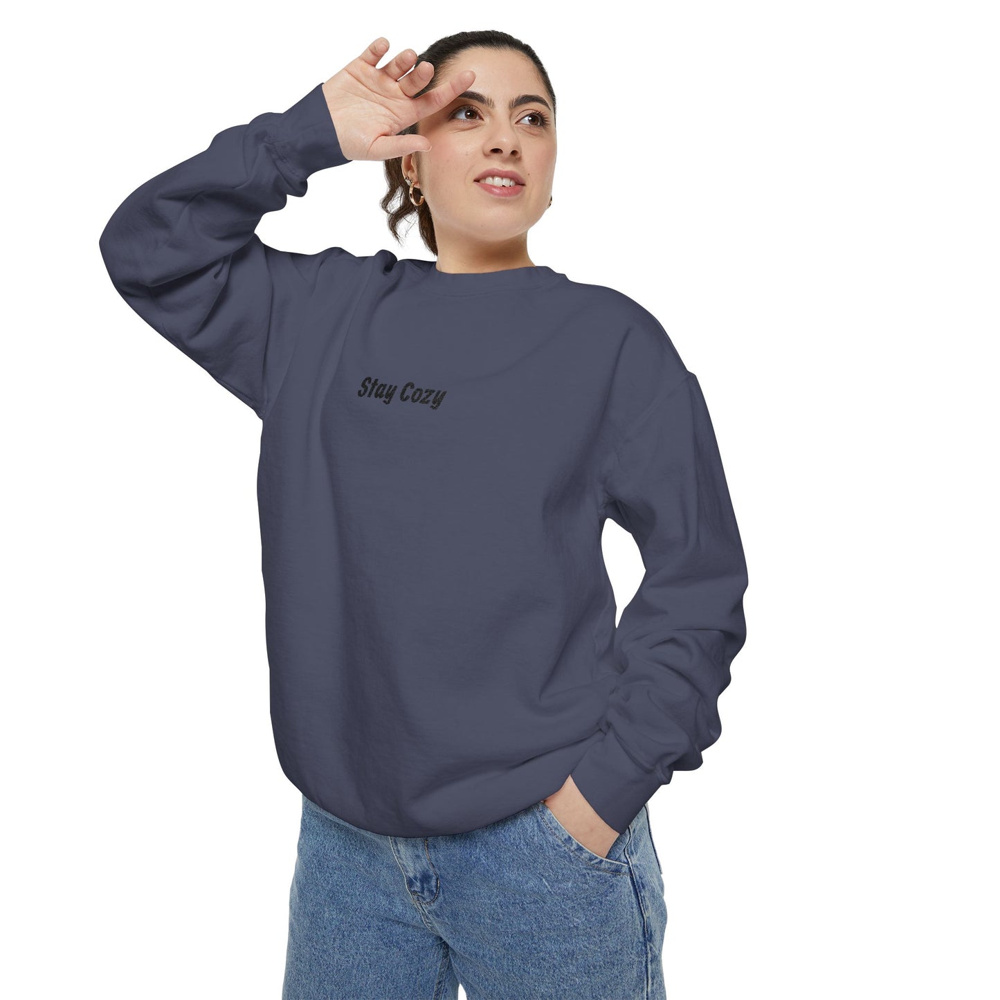 Comfort Colors "Stay Cozy" Embroidered Crew Neck Sweatshirt