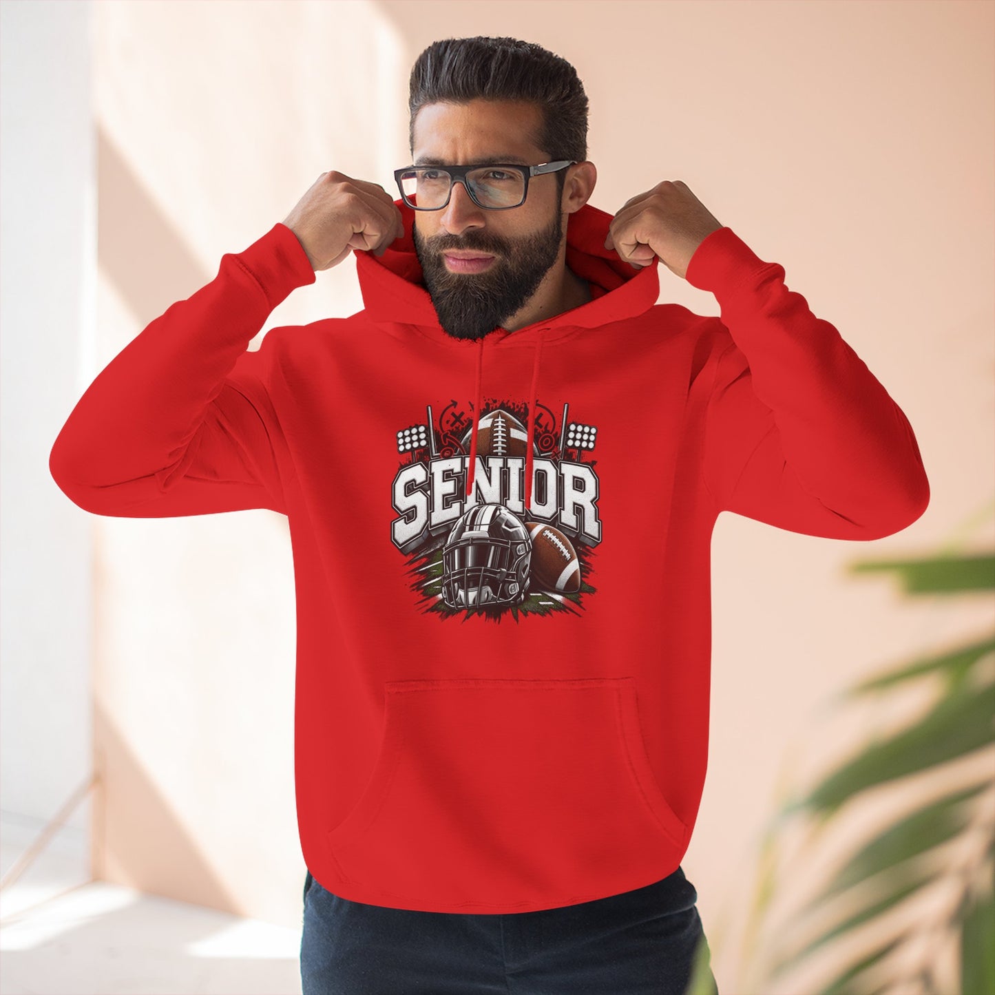 Senior Football Three-Panel Fleece Hoodie