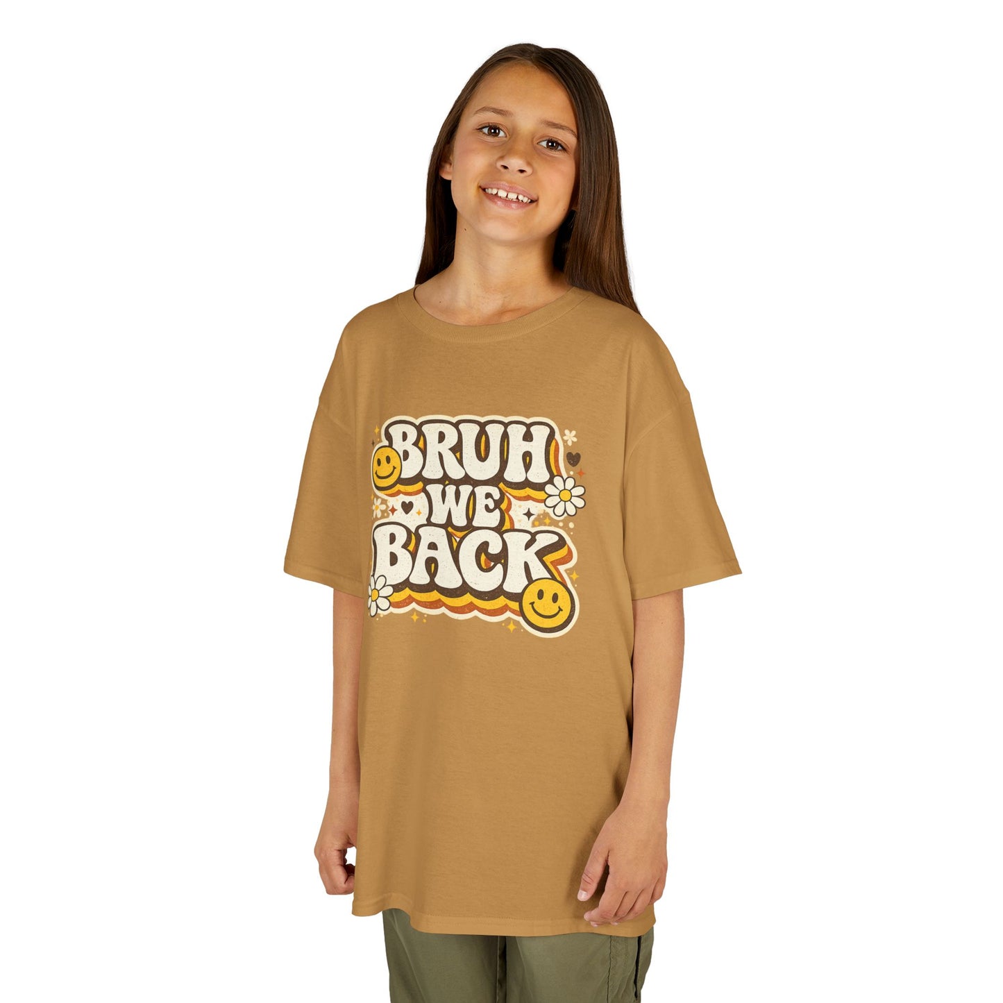 Bruh We Back Shirt | Funny Back to School Shirt | Retro Kids School Tee | Gildan Graphic Tee | First Day of School Shirt | Smiley Face Shirt