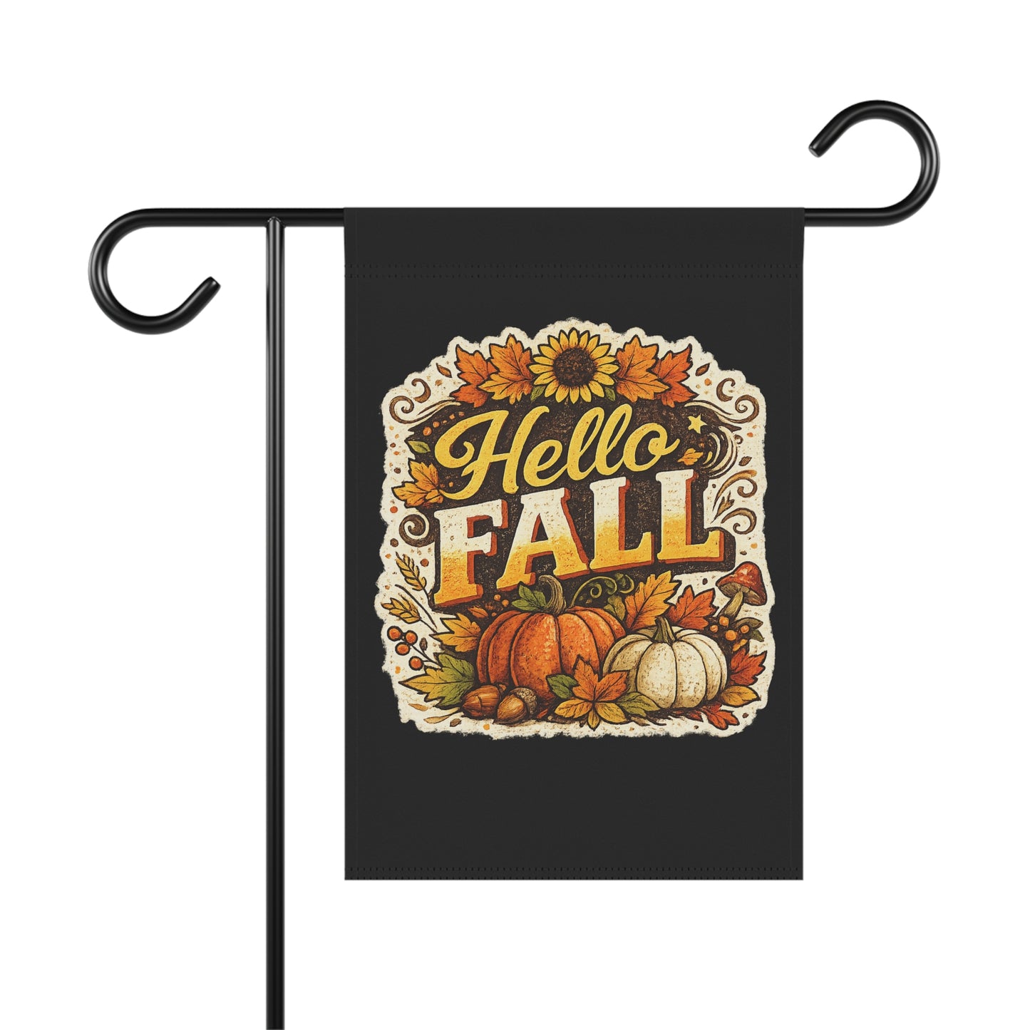 Hello Fall Garden Flag | Autumn House Banner | Farmhouse Fall Decor | Pumpkin Porch Flag | Seasonal Outdoor Yard Decoration | Fall Welcome Flag