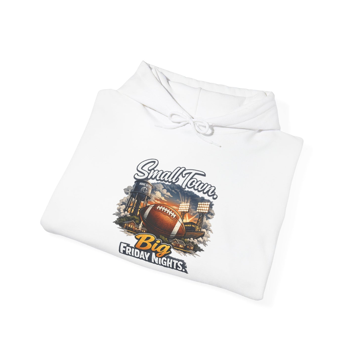 Small Town. Big Friday Nights. "Football" Gildan Unisex Heavy Blend™ Hooded Sweatshirt