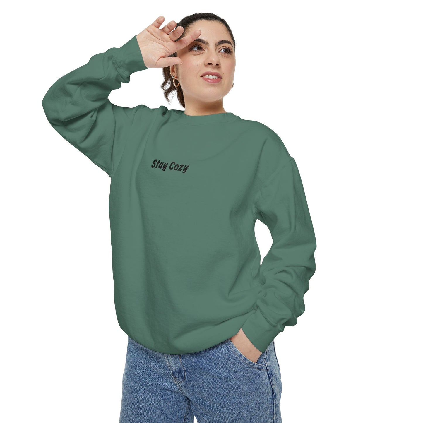 Comfort Colors "Stay Cozy" Embroidered Crew Neck Sweatshirt