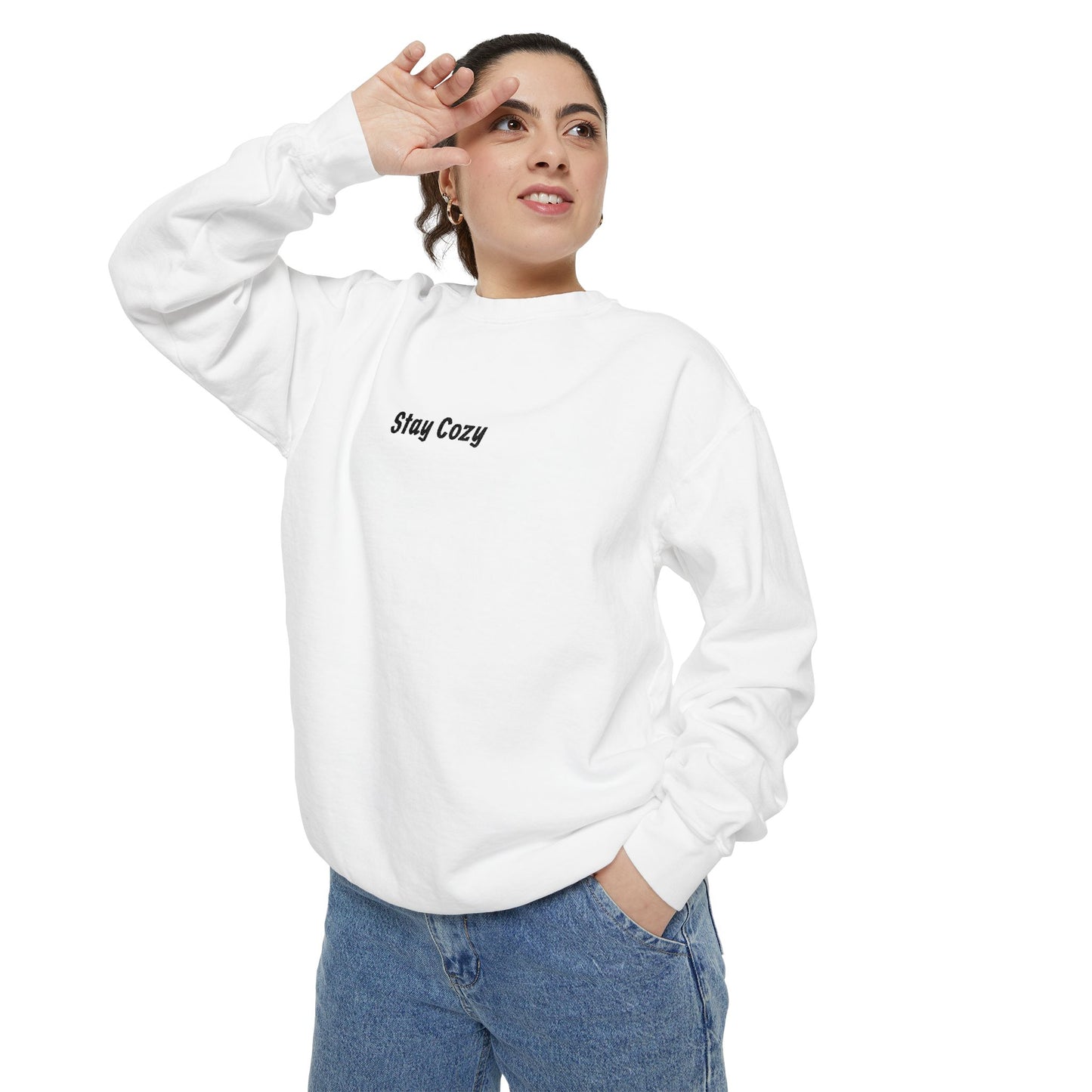 Comfort Colors "Stay Cozy" Embroidered Crew Neck Sweatshirt