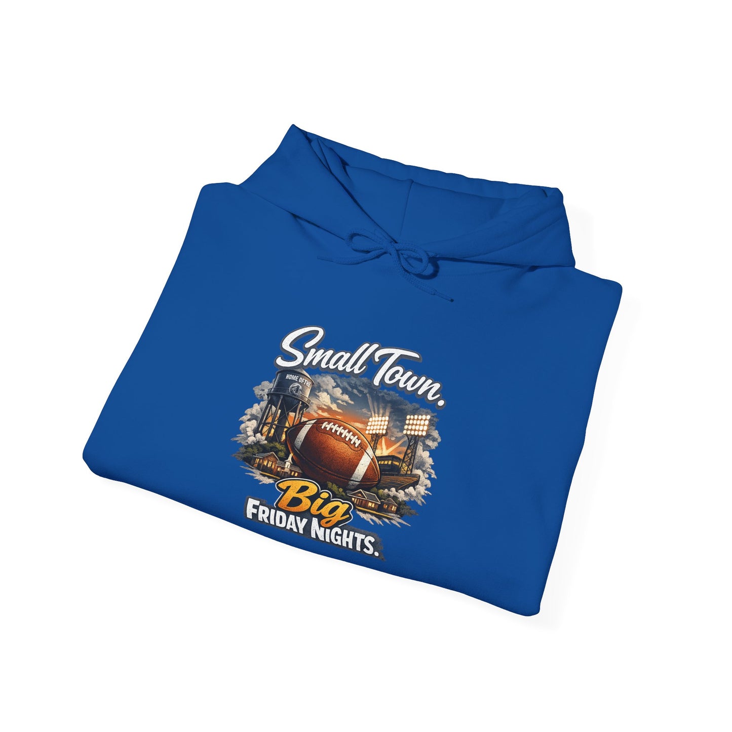 Small Town. Big Friday Nights. "Football" Gildan Unisex Heavy Blend™ Hooded Sweatshirt