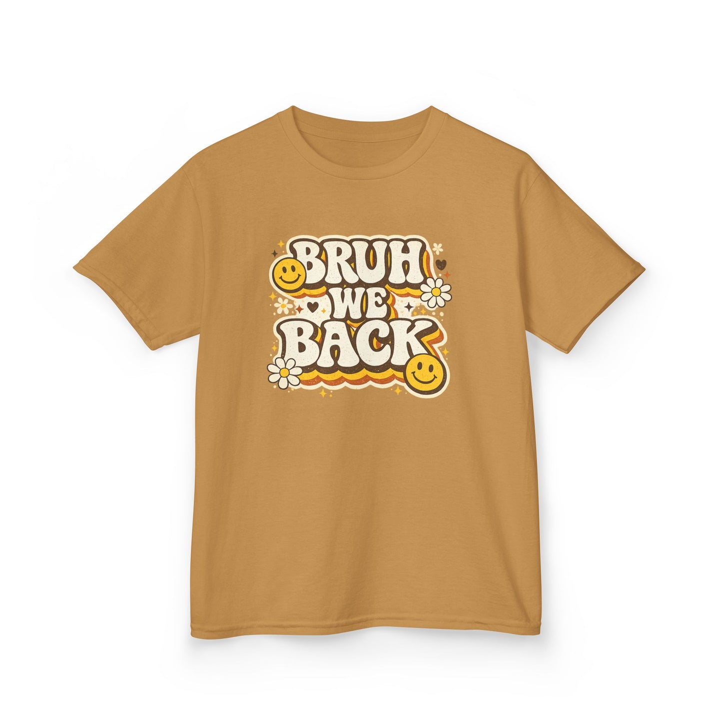 Bruh We Back Shirt | Funny Back to School Shirt | Retro Kids School Tee | Gildan Graphic Tee | First Day of School Shirt | Smiley Face Shirt