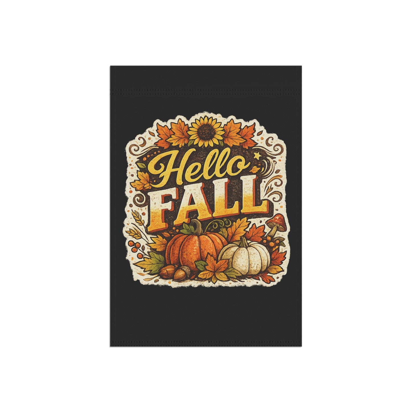 Hello Fall Garden Flag | Autumn House Banner | Farmhouse Fall Decor | Pumpkin Porch Flag | Seasonal Outdoor Yard Decoration | Fall Welcome Flag