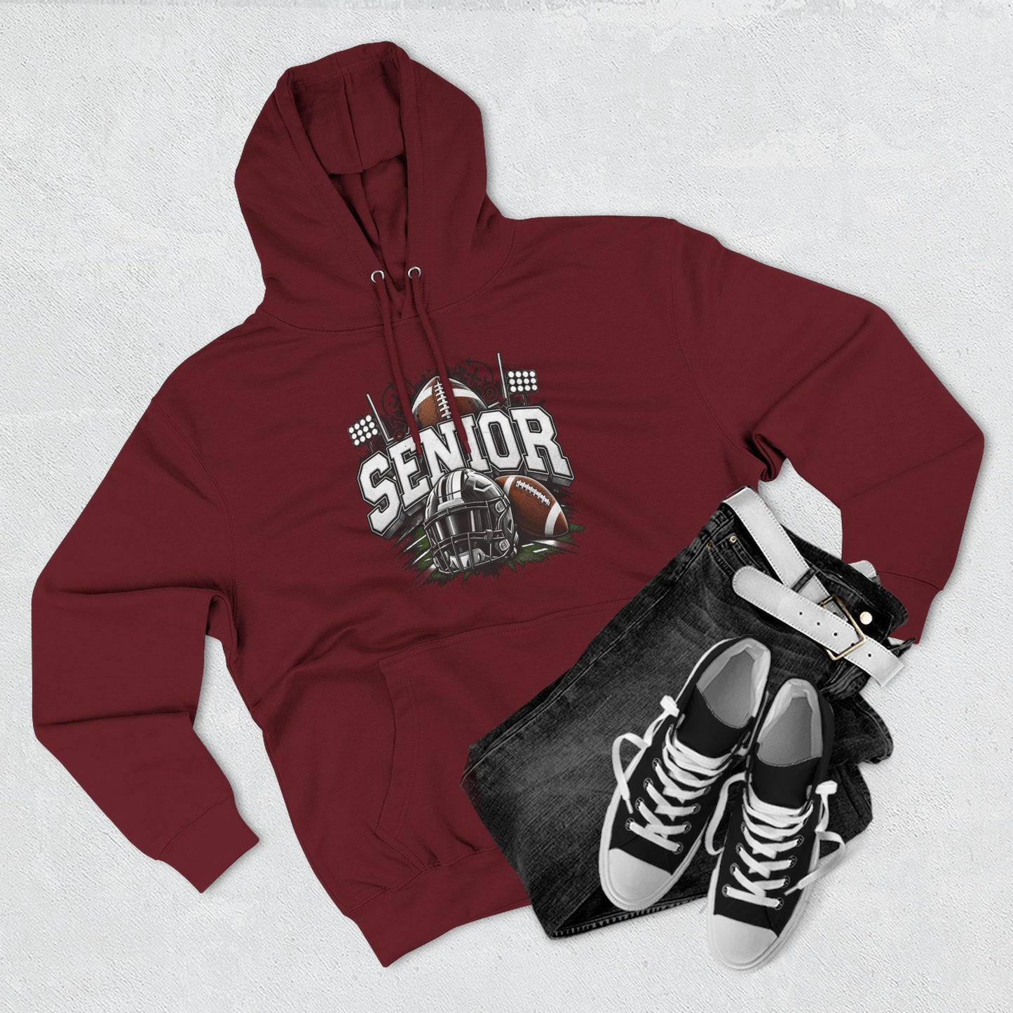 Senior Football Three-Panel Fleece Hoodie