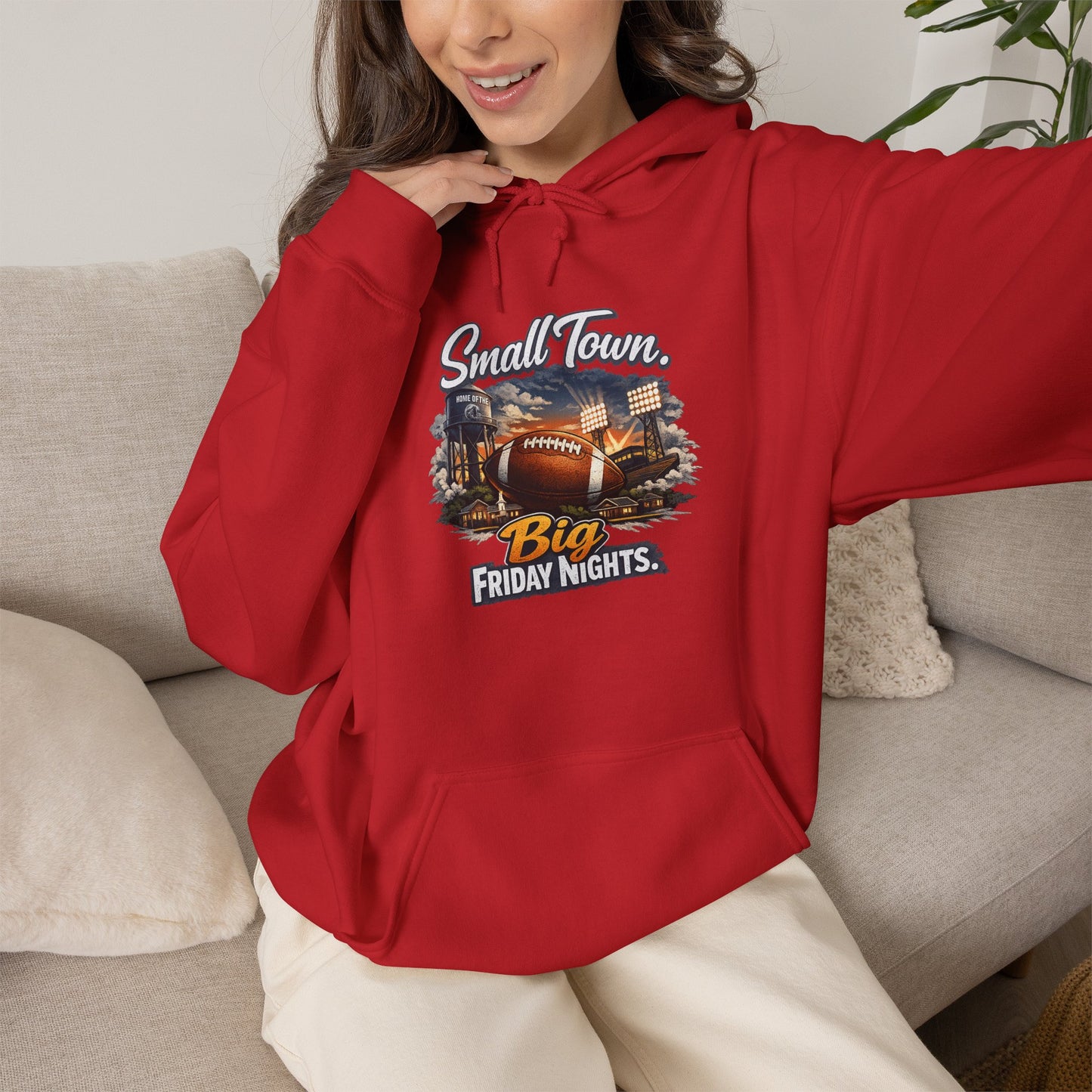 Small Town. Big Friday Nights. "Football" Gildan Unisex Heavy Blend™ Hooded Sweatshirt