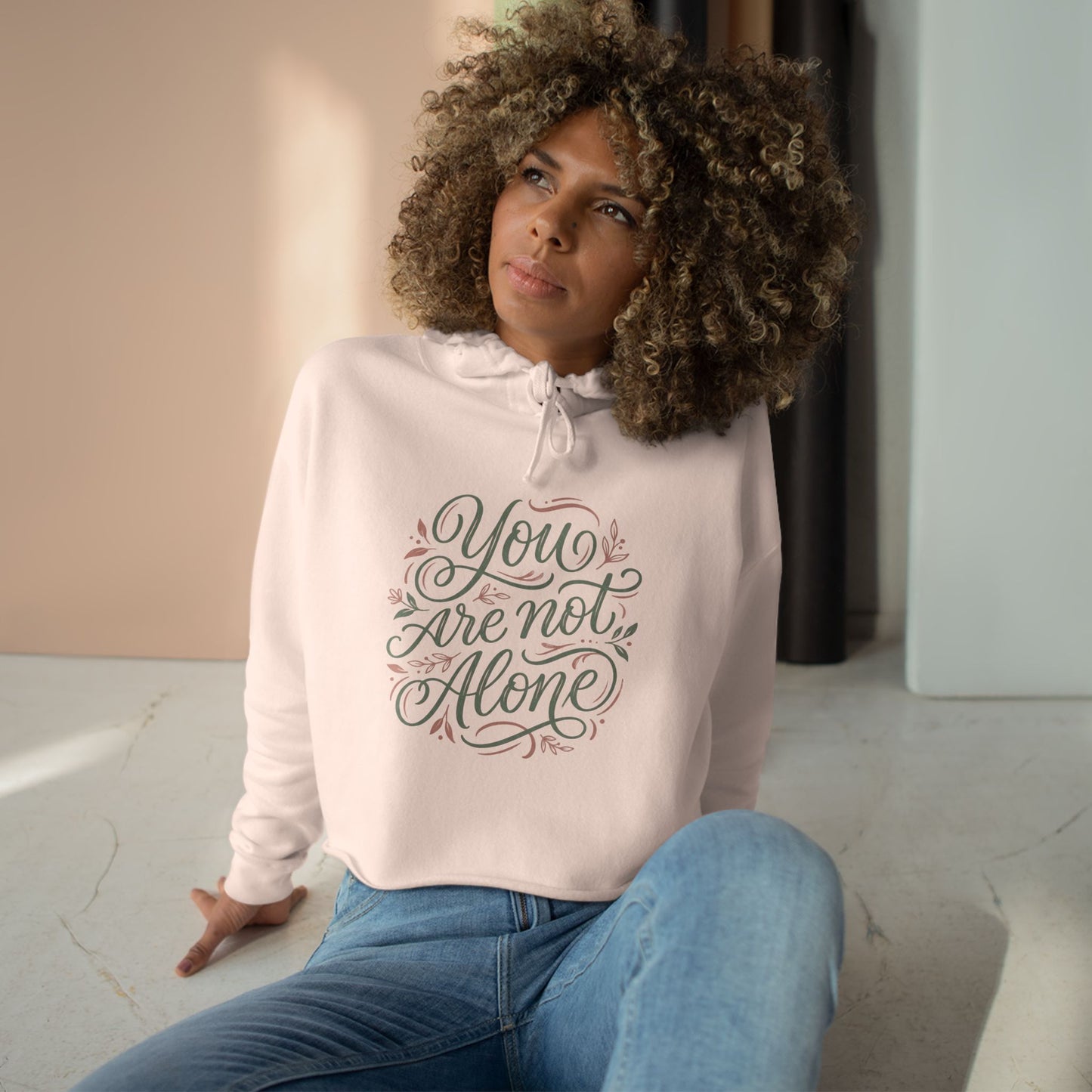 " You  Are Not Alone Mental Awareness Crop Hoodie