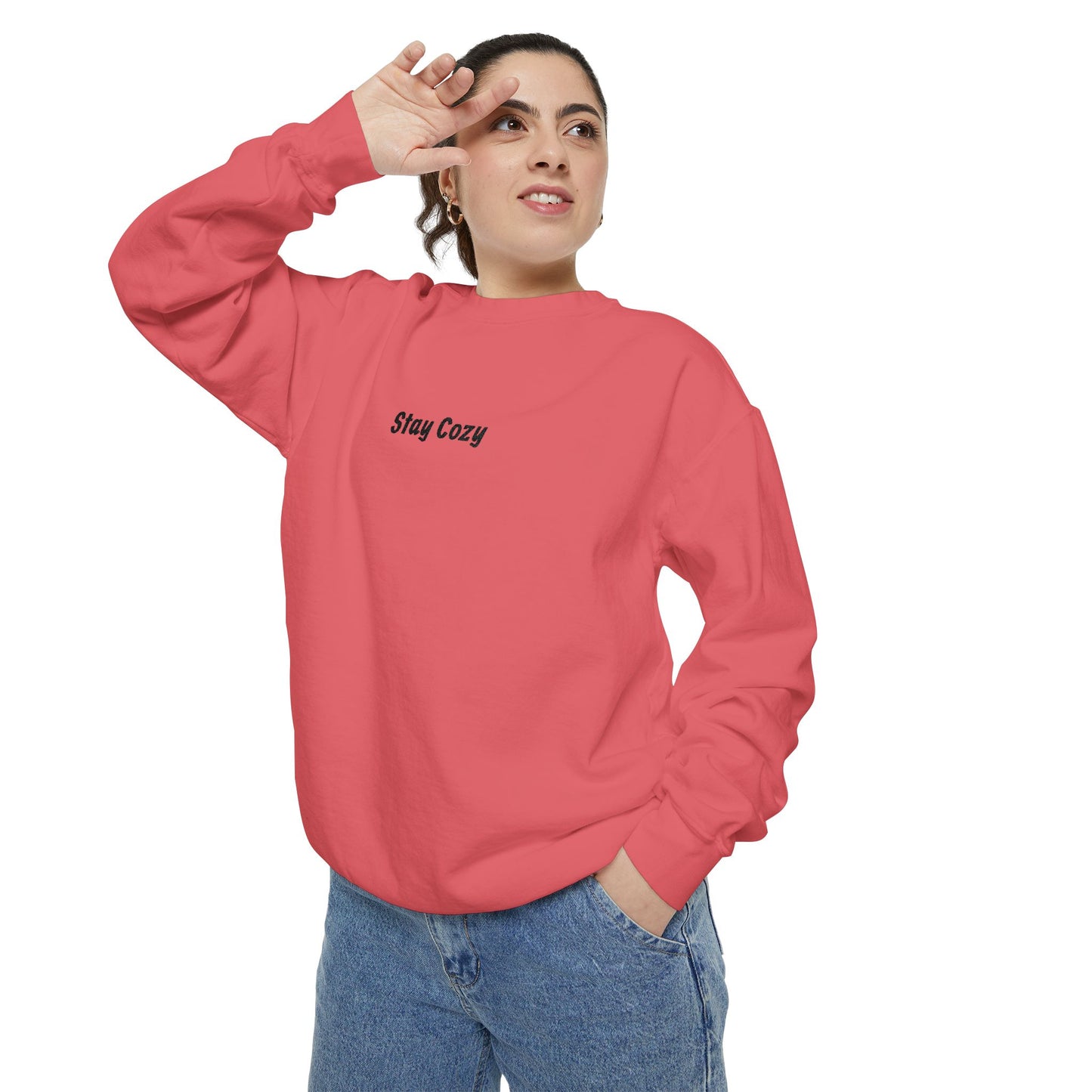 Comfort Colors "Stay Cozy" Embroidered Crew Neck Sweatshirt