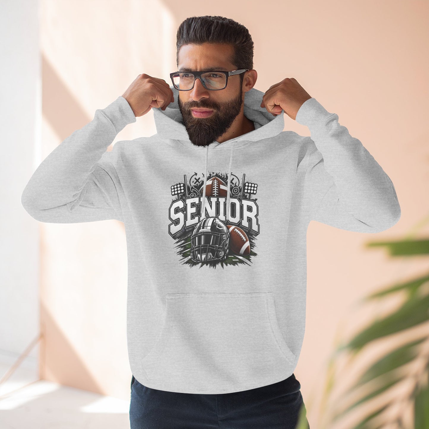 Senior Football Three-Panel Fleece Hoodie