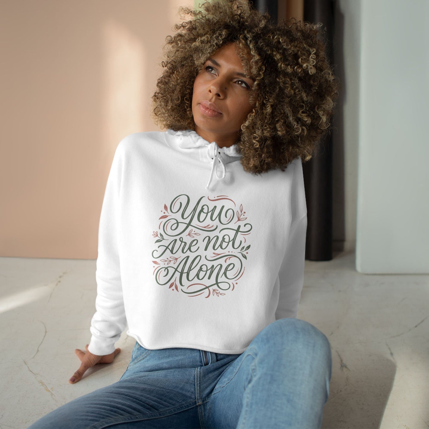 " You  Are Not Alone Mental Awareness Crop Hoodie