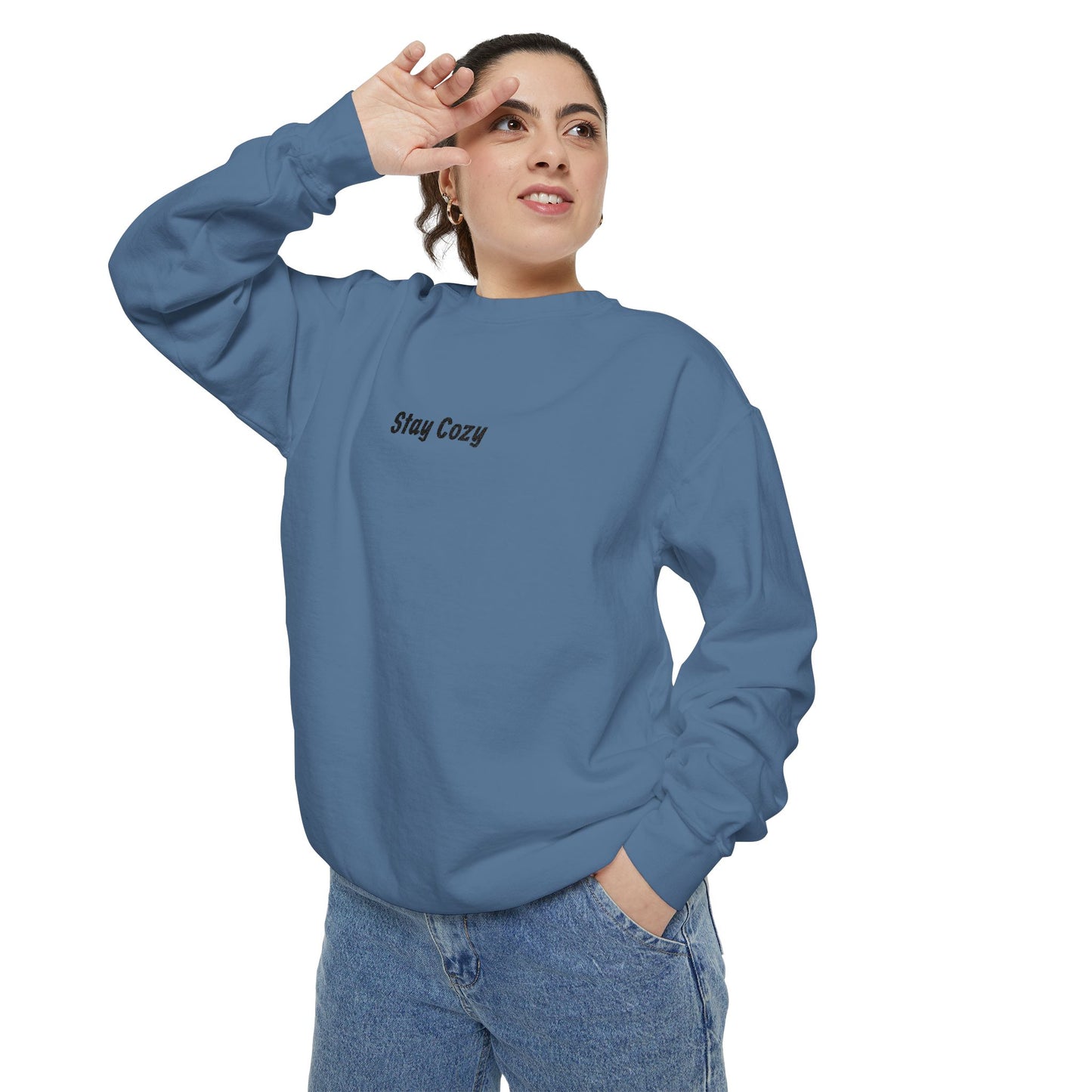 Comfort Colors "Stay Cozy" Embroidered Crew Neck Sweatshirt