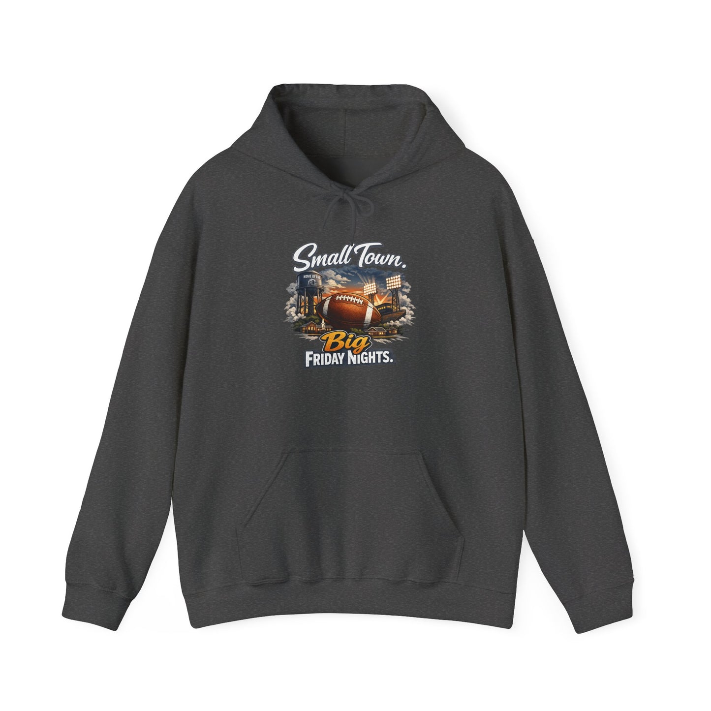 Small Town. Big Friday Nights. "Football" Gildan Unisex Heavy Blend™ Hooded Sweatshirt