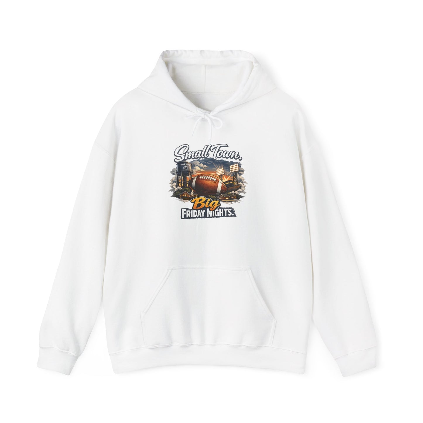 Small Town. Big Friday Nights. "Football" Gildan Unisex Heavy Blend™ Hooded Sweatshirt