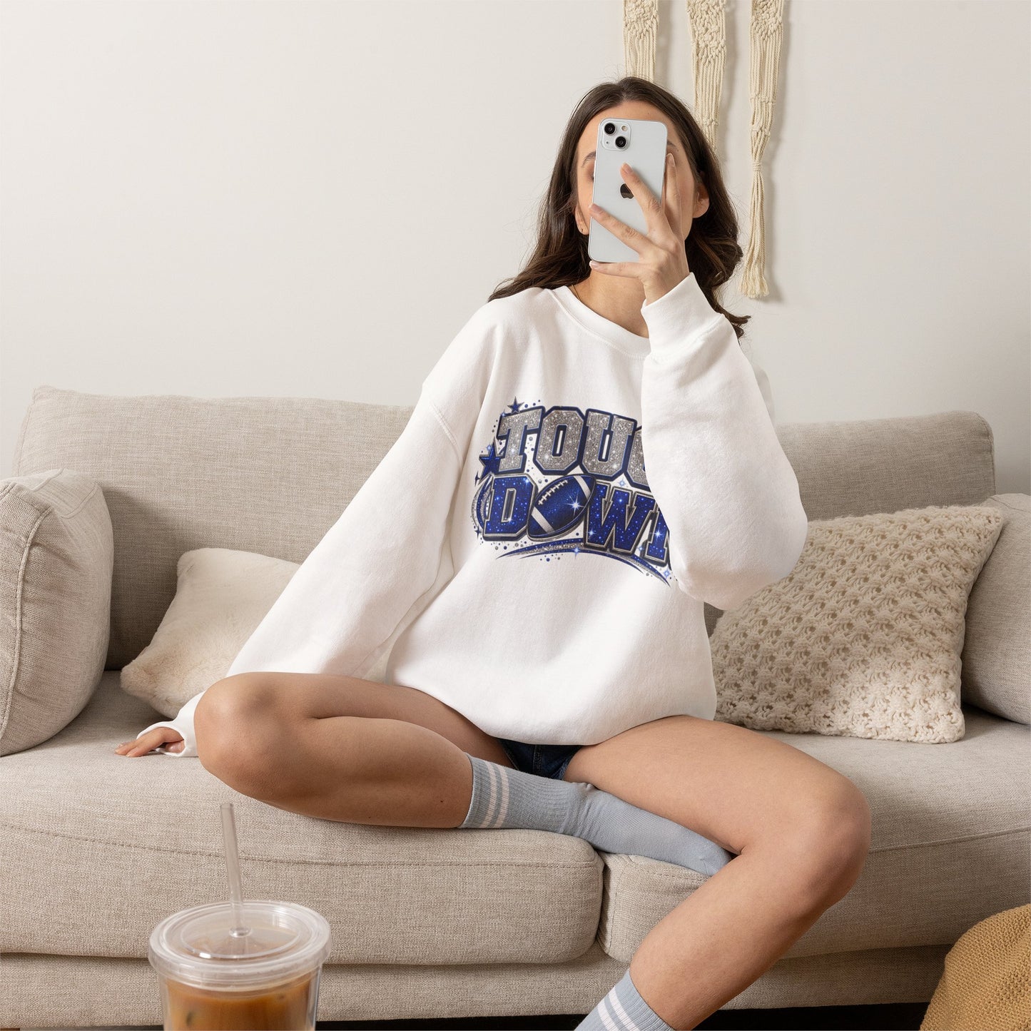 Touch down in silver & blue Unisex Heavy Blend™ Crewneck Sweatshirt