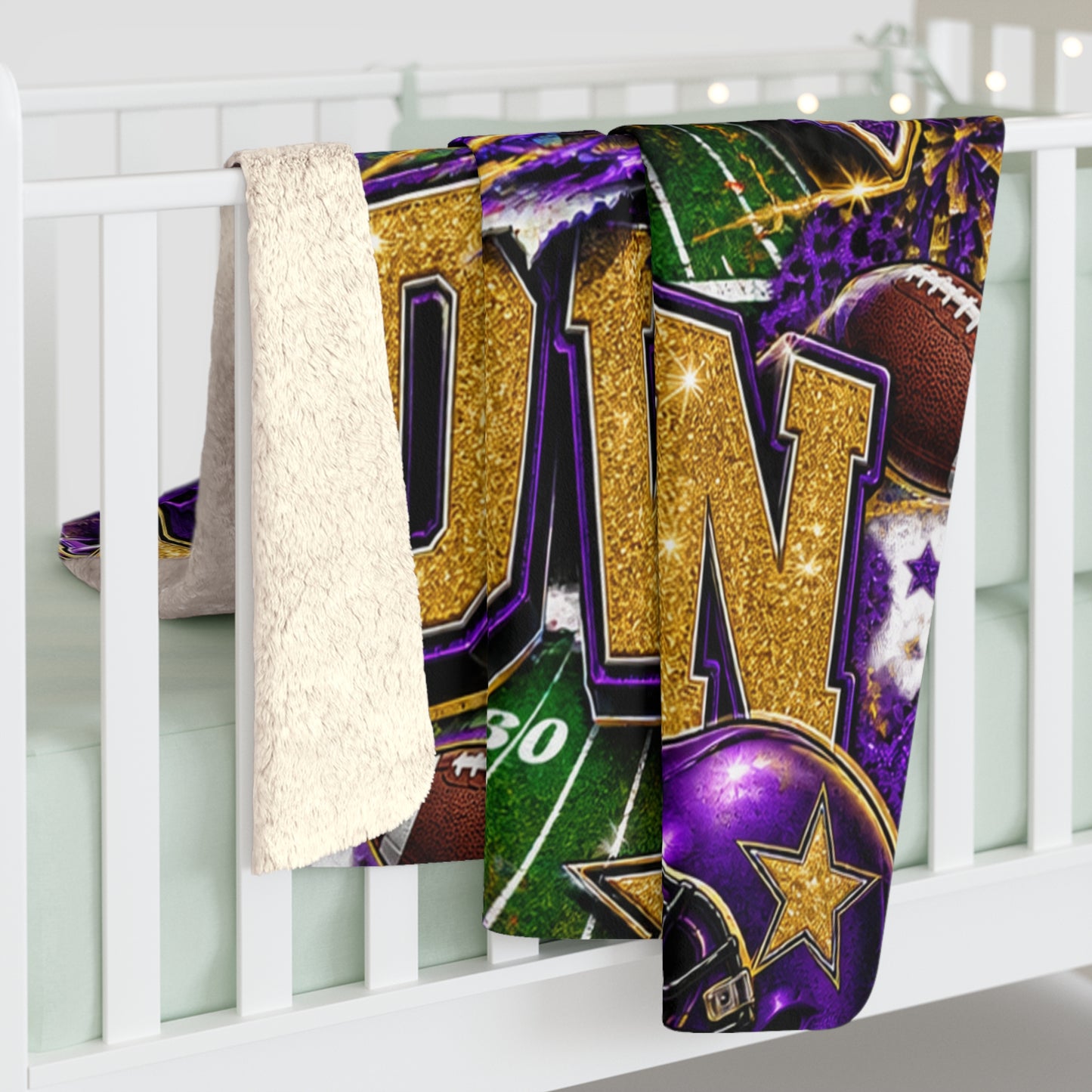 Purple & Gold  Game Day Sherpa Fleece Blanket
