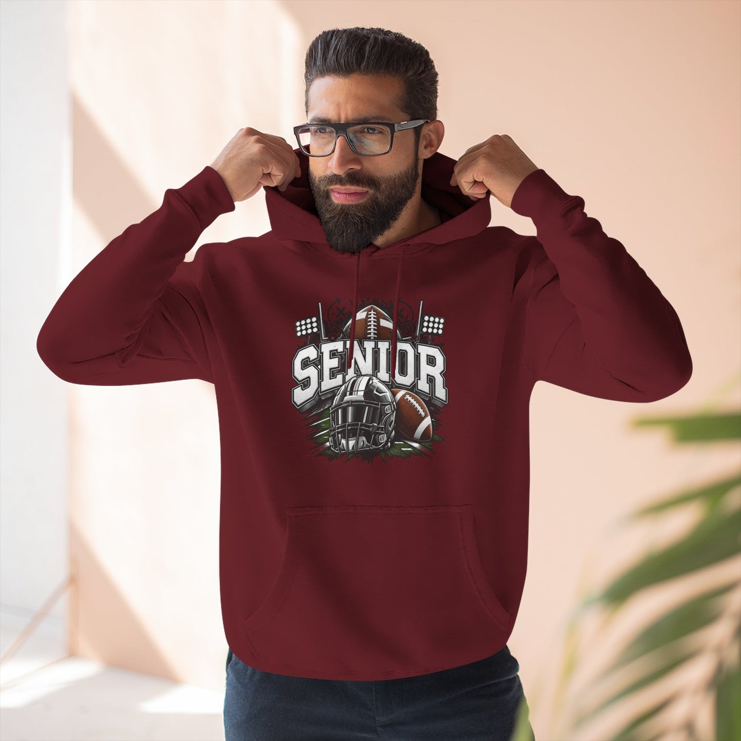Senior Football Three-Panel Fleece Hoodie