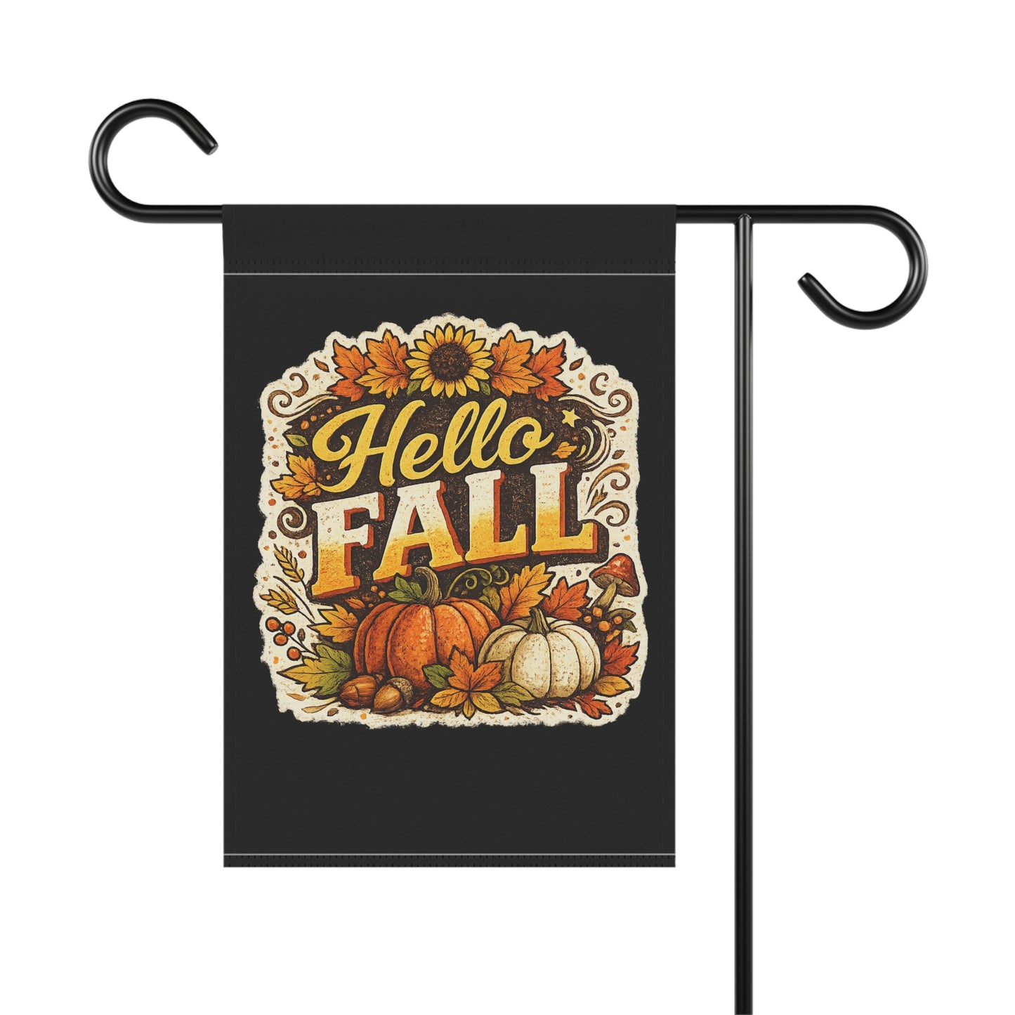 Hello Fall Garden Flag | Autumn House Banner | Farmhouse Fall Decor | Pumpkin Porch Flag | Seasonal Outdoor Yard Decoration | Fall Welcome Flag