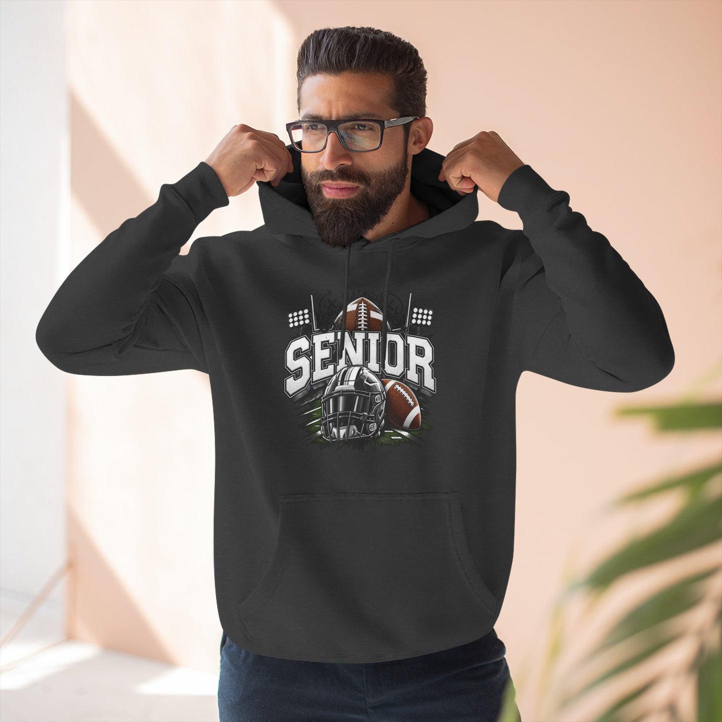 Senior Football Three-Panel Fleece Hoodie
