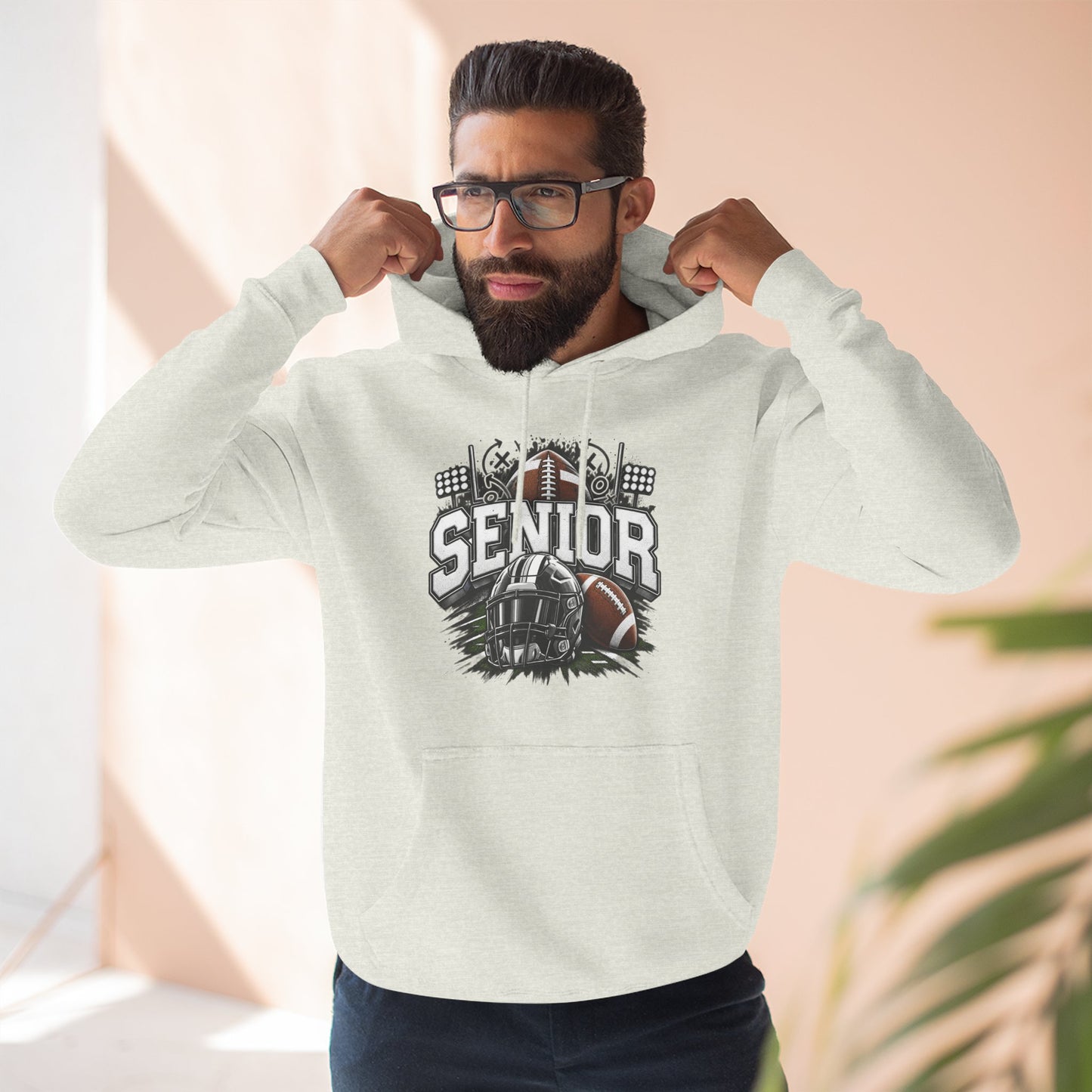 Senior Football Three-Panel Fleece Hoodie