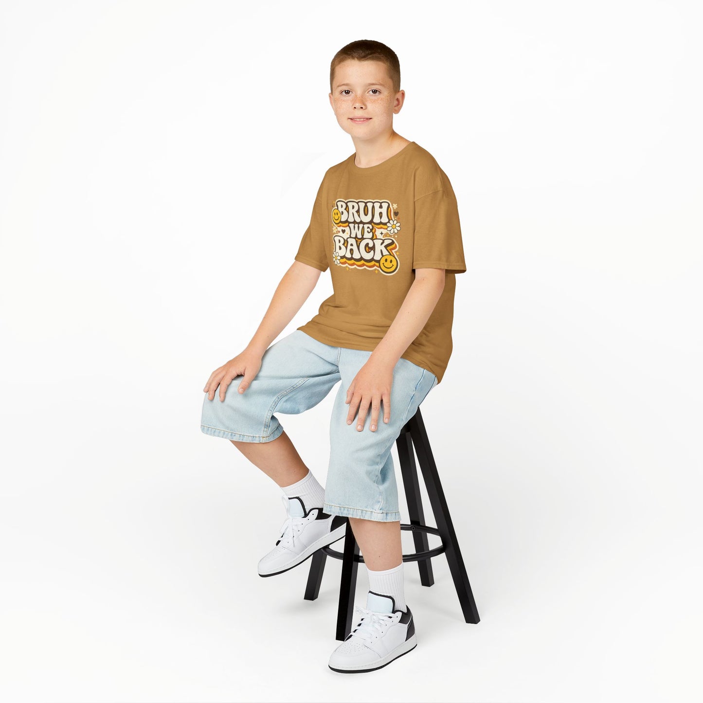 Bruh We Back Shirt | Funny Back to School Shirt | Retro Kids School Tee | Gildan Graphic Tee | First Day of School Shirt | Smiley Face Shirt