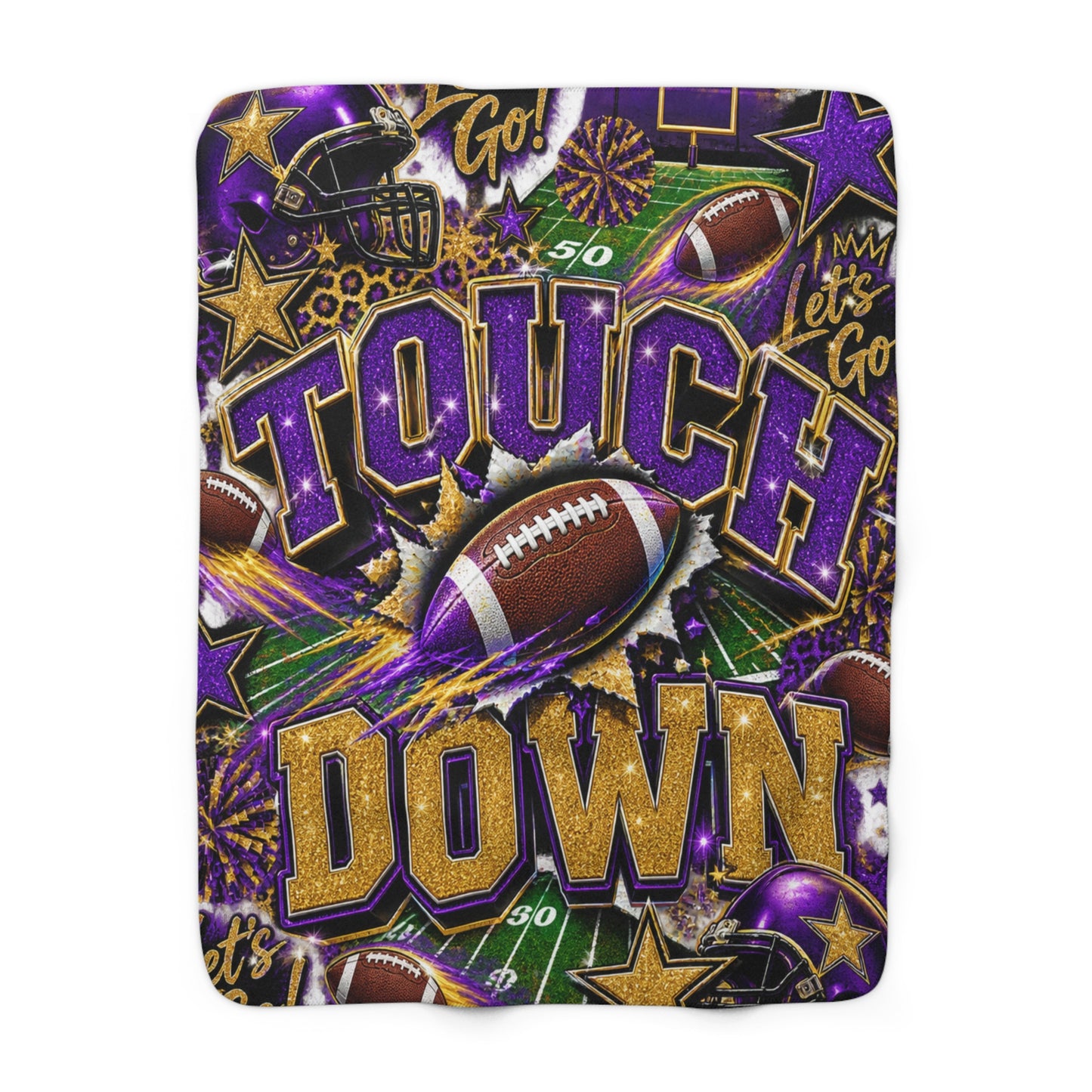 Purple & Gold  Game Day Sherpa Fleece Blanket
