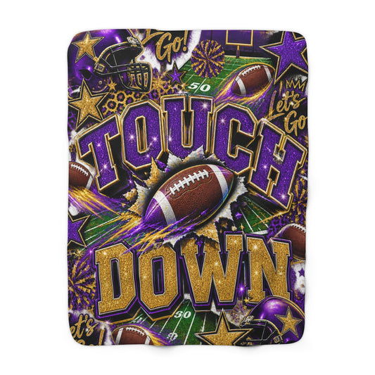 Purple & Gold  Game Day Sherpa Fleece Blanket