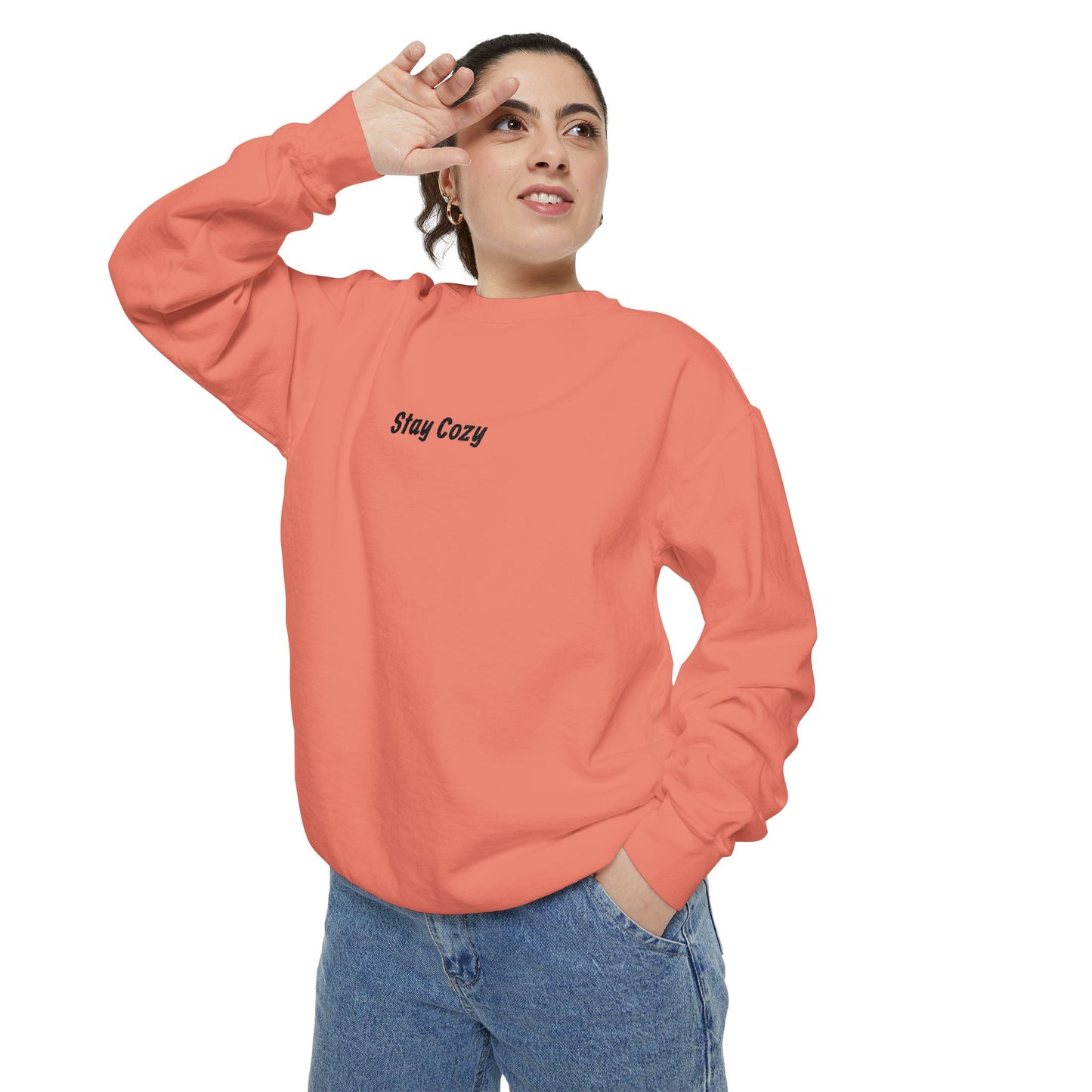 Comfort Colors "Stay Cozy" Embroidered Crew Neck Sweatshirt